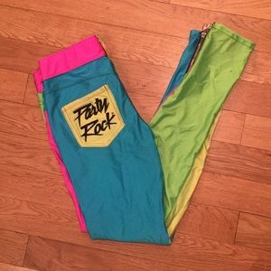 Party Rock! Multi-color neon stretch pant.